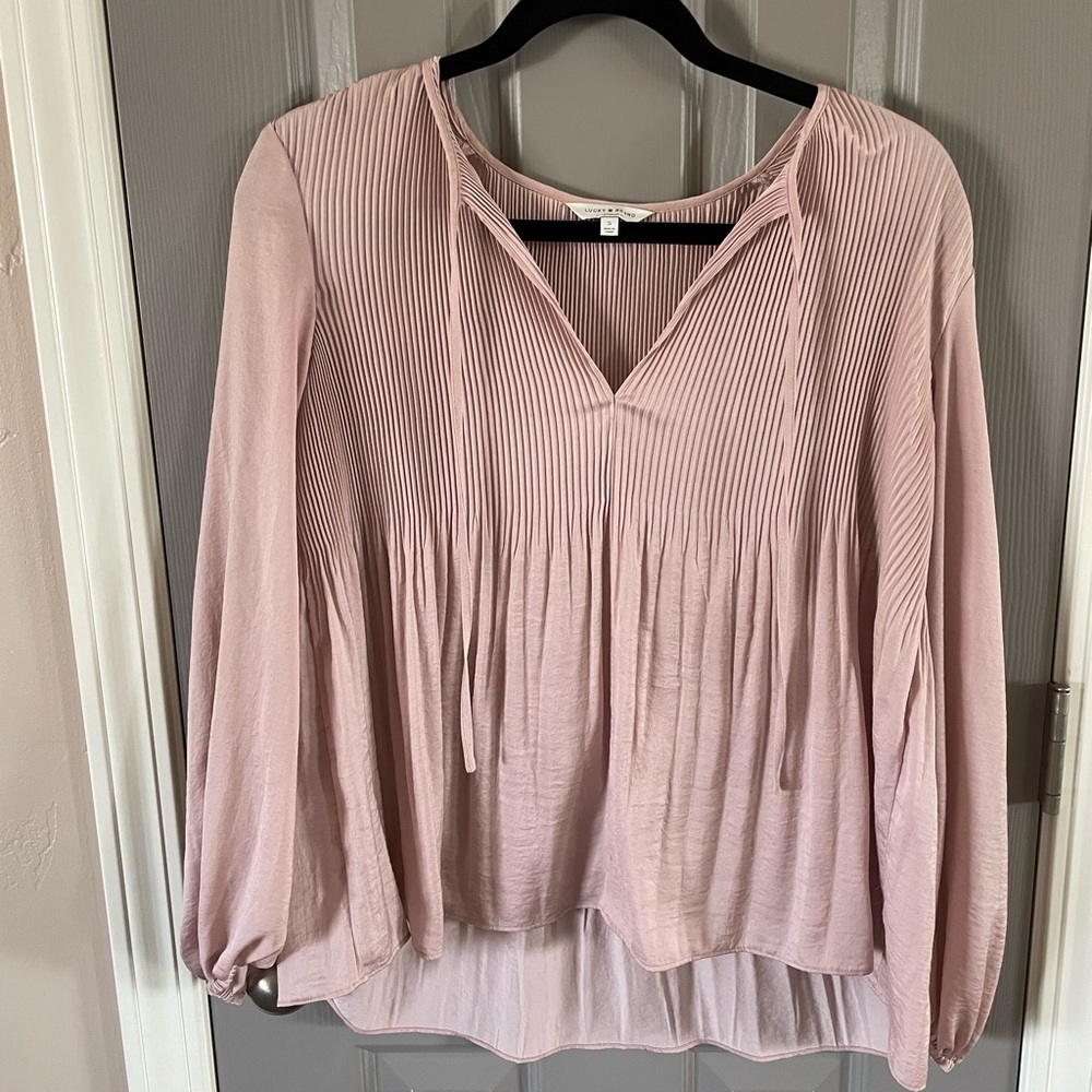 Lucky Brand Pink Smocked Blouse Relaxed Fit